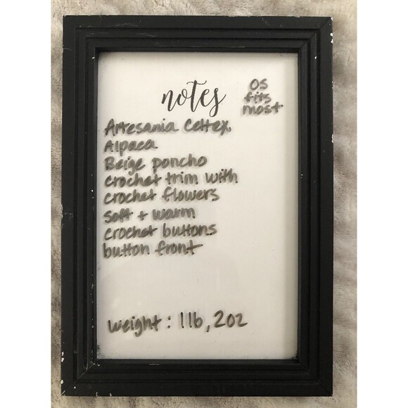 Artesania Celtex Alpaca Poncho OS Beige Flower Crochet Tassel Hand Made in Peru - Picture 13 of 13